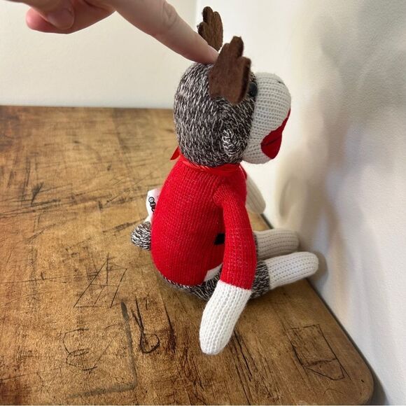 Christmas Holiday Festive Reindeer Santa Sock Monkey Plush Stuffed Animal Toy 10 - Picture 7 of 7